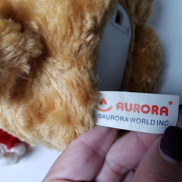 Aurora Battery Operated Christmas Bear Santa Elf Brown Teddy Bear Red Outfit - Picture 4 of 8